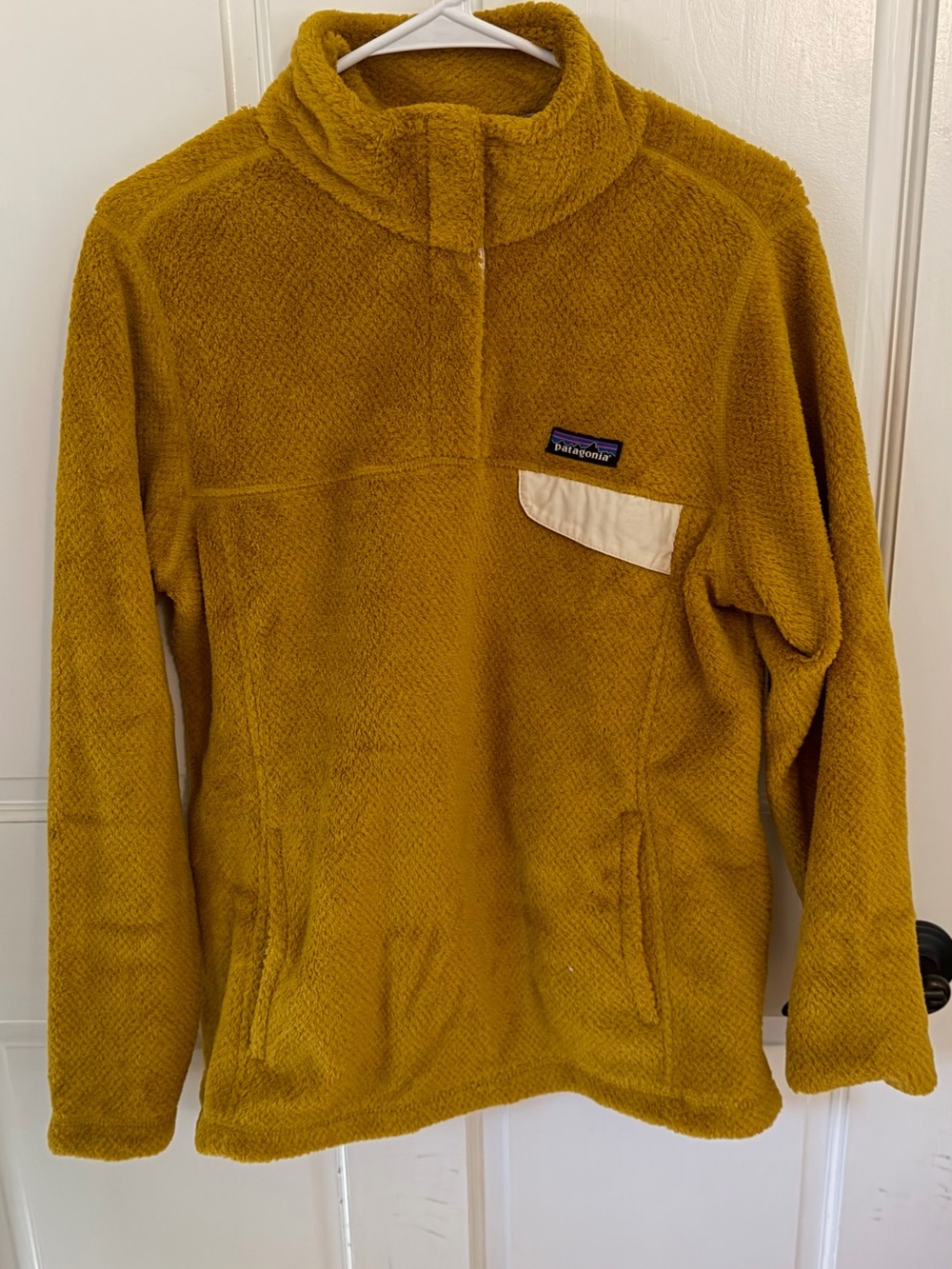 Patagonia Women's Mustard Fleece Cowl Pullover with Contrast Pocket